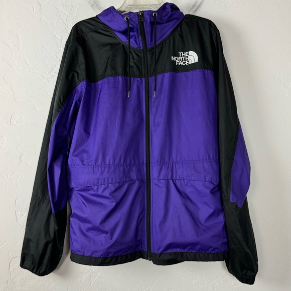 TNF The North Face Jacket Coat Windbreaker Easy Windwall Purple Black Colorblock - Picture 1 of 11